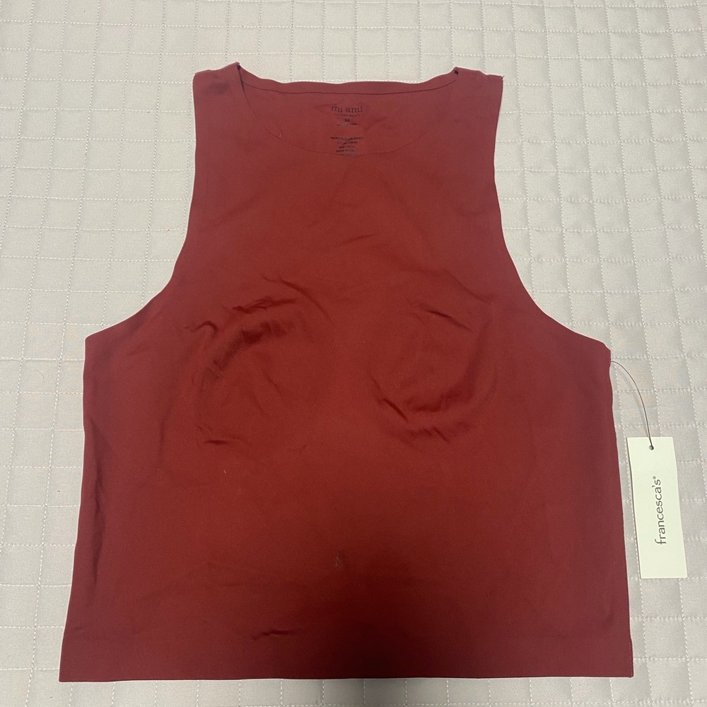 Francesca's Collections Burgundy Sleeveless Crop Top